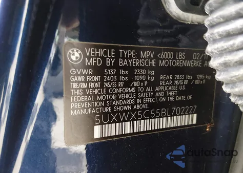 2011 BMW X3 xDrive28I z USA, uszkodzony, nr VIN 5UXWX5C55BL702227